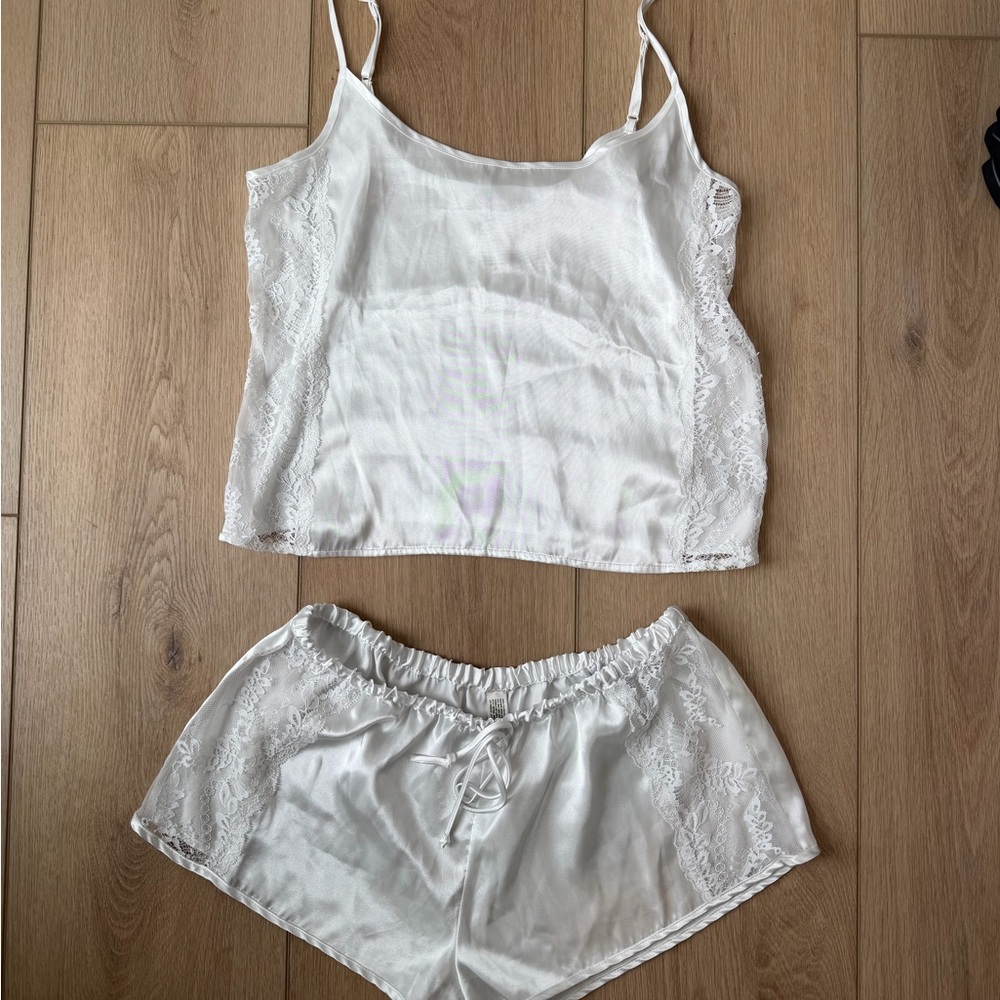 Elegant White Lace Pajama Set